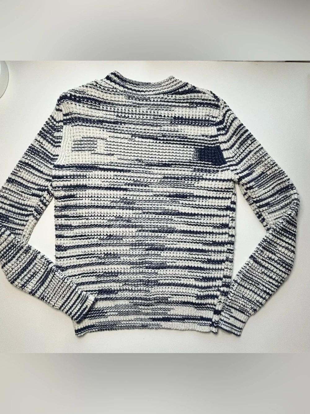 See by Chloé Button Shoulder Knit Sweater Navy Cream Space Dye Medium